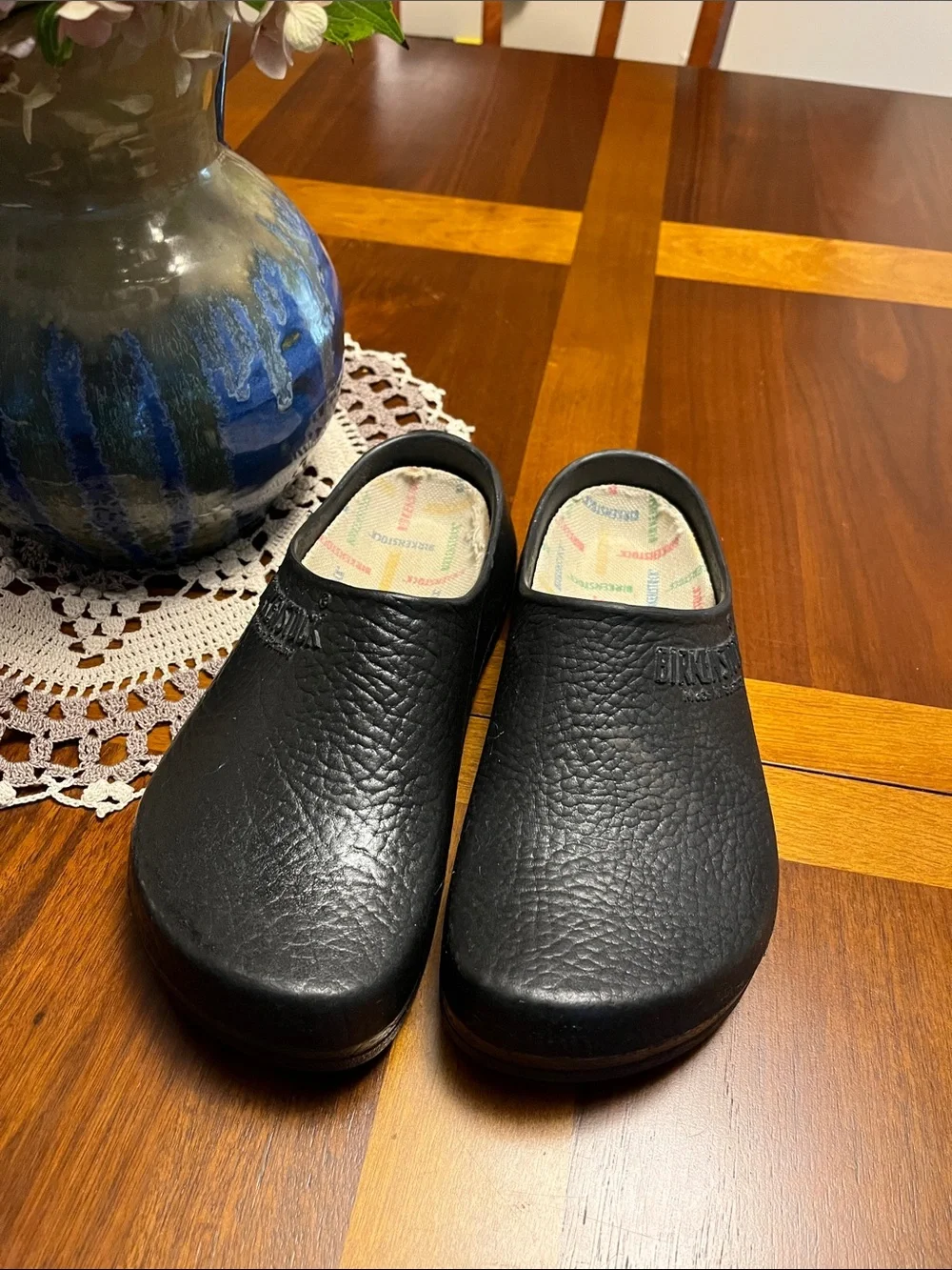 Birkenstock Black  man’s Slip-On Clogs with Logo Insole, 41 European, 26.5 USA